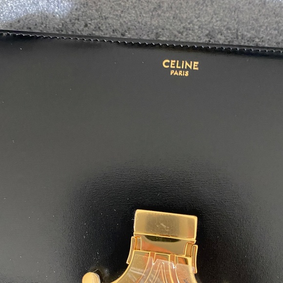 BNIB CELINE CLASSIQUE TRIOMPHE BAG IN CALFSKIN LEATHER BLACK MSRP $4,150 - Picture 9 of 10